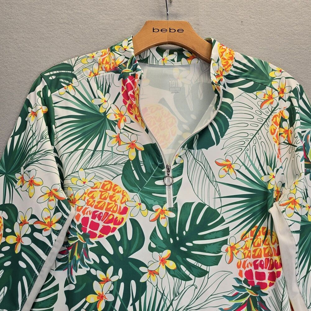 Tail L Womens golf shirt long sleeve tropical print Pinneapples colorful zip - Picture 5 of 13
